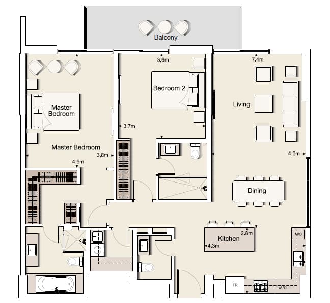 Belgravia 1, 2-Bed Floor Plan, type: Two Bedroom Type 13