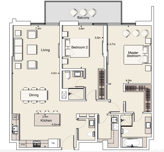 Belgravia 1, 2-Bed Floor Plan, type: Two Bedroom Type 14