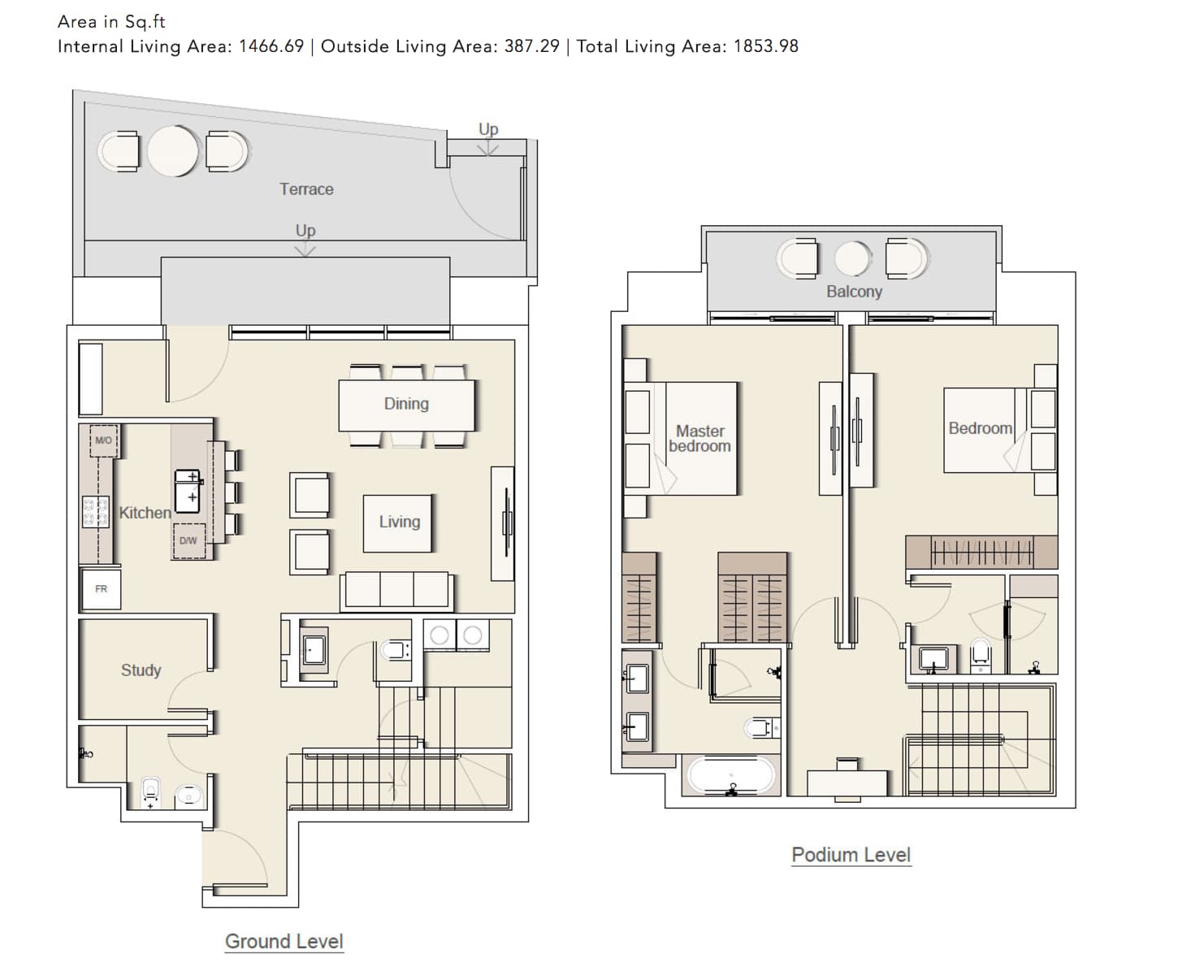 Belgravia 2, 2-Bed Floor Plan, type: 2-BHK_TYPE-1C