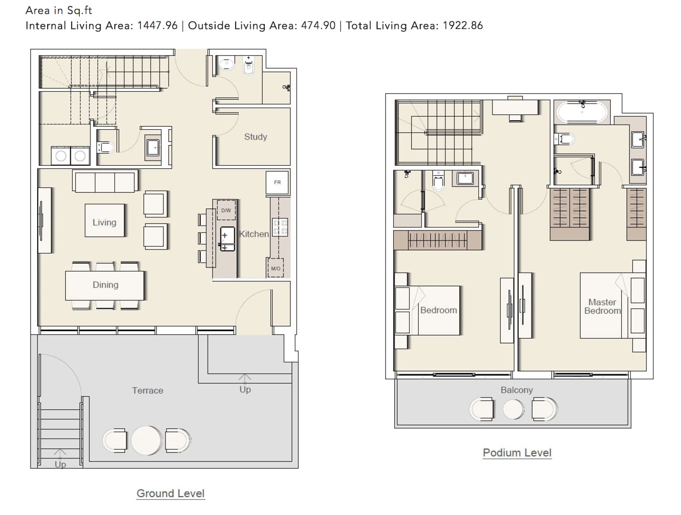 Belgravia 2, 2-Bed Floor Plan, type: 2-BHK_TYPE-1B