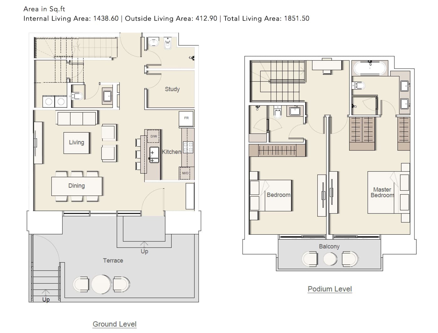 Belgravia 2, 2-Bed Floor Plan, type: 2-BHK_TYPE-1A