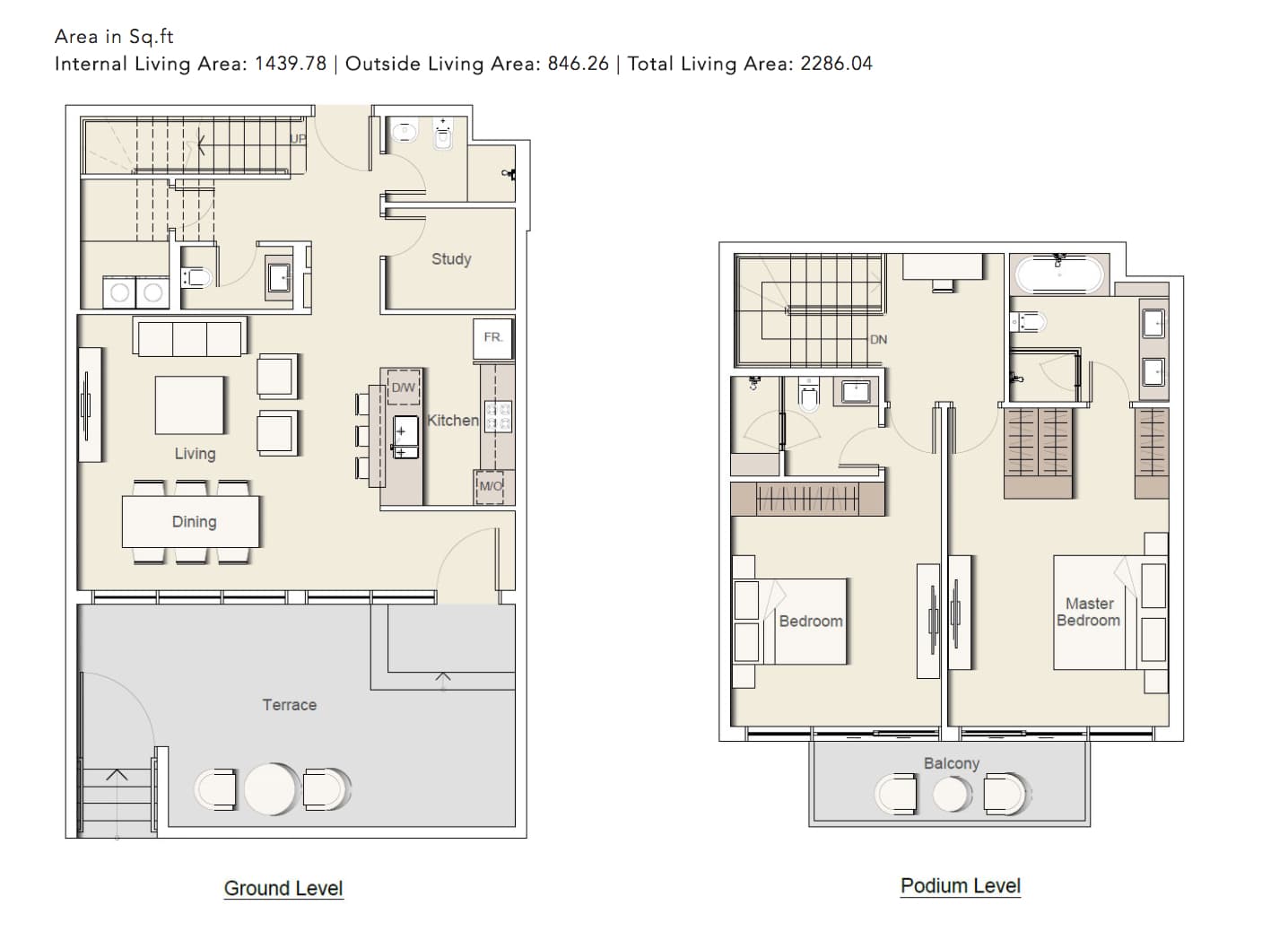 Belgravia 2, 2-Bed Floor Plan, type: 2-BHK_TYPE-1