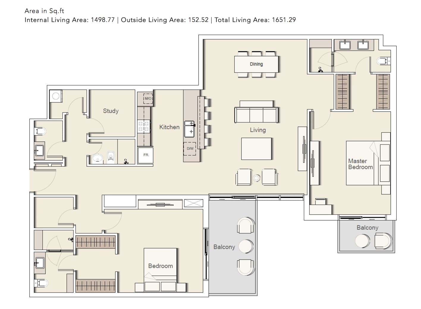 Belgravia 2, 2-Bed Floor Plan, type: 2-BHK_TYPE-8
