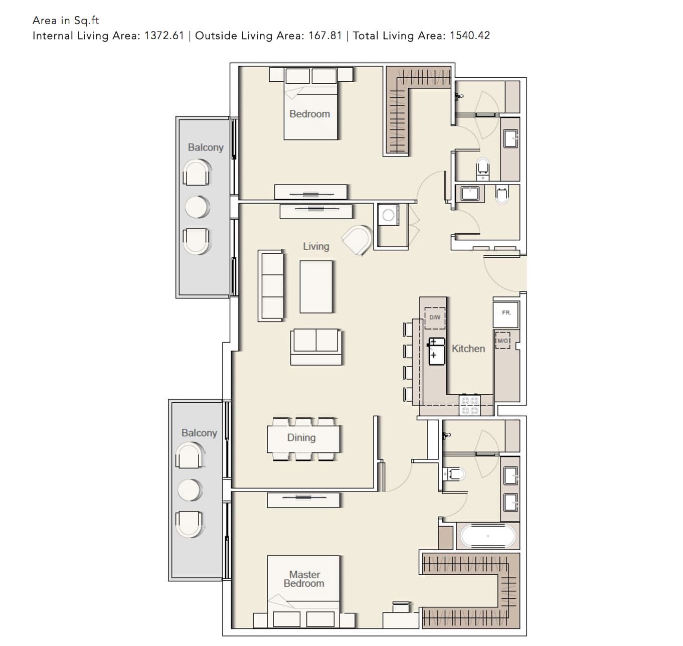 Belgravia 2, 2-Bed Floor Plan, type: 2-BHK_TYPE-5-I