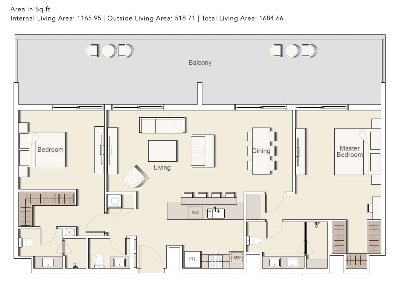 Belgravia 2, 2-Bed Floor Plan, type: 2-BHK_TYPE-5-H