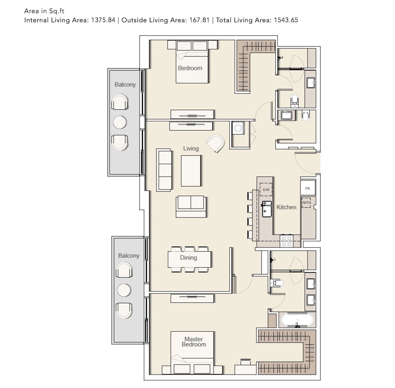 Belgravia 2, 2-Bed Floor Plan, type: 2-BHK_TYPE-G