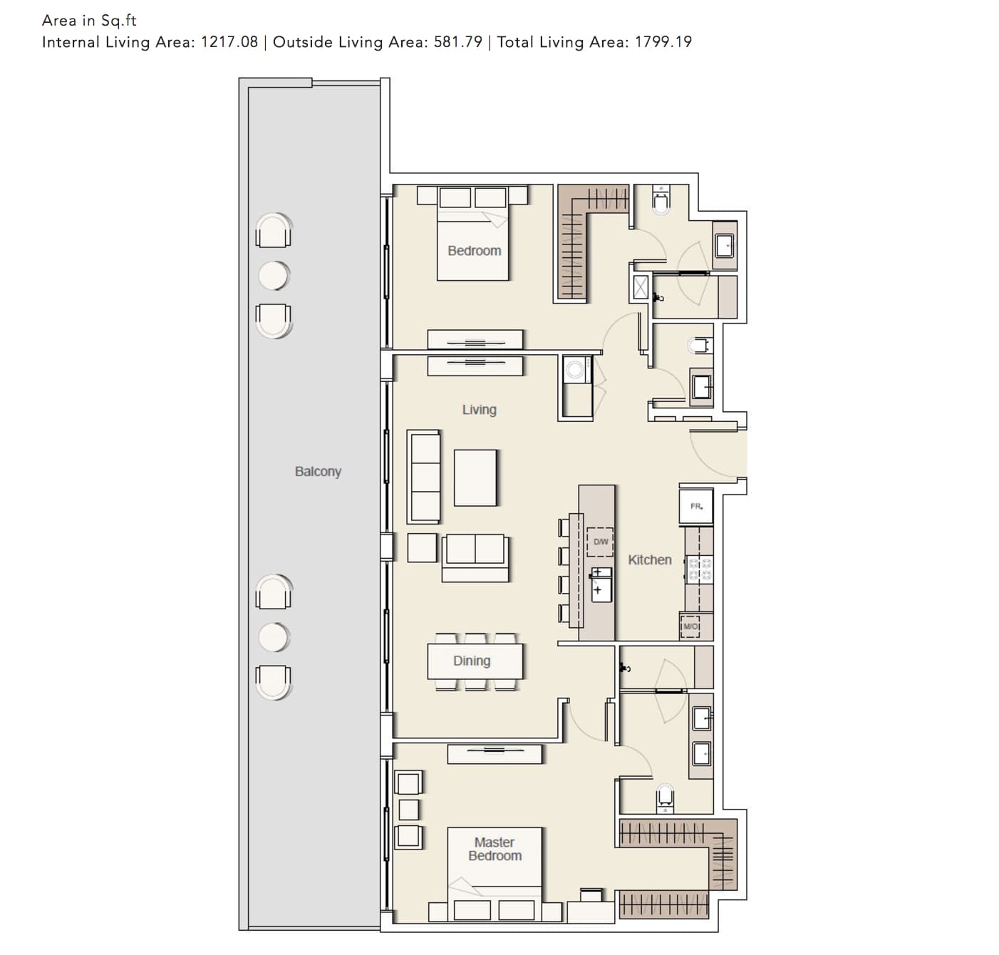 Belgravia 2, 2-Bed Floor Plan, type: 2-BHK_TYPE-5-C