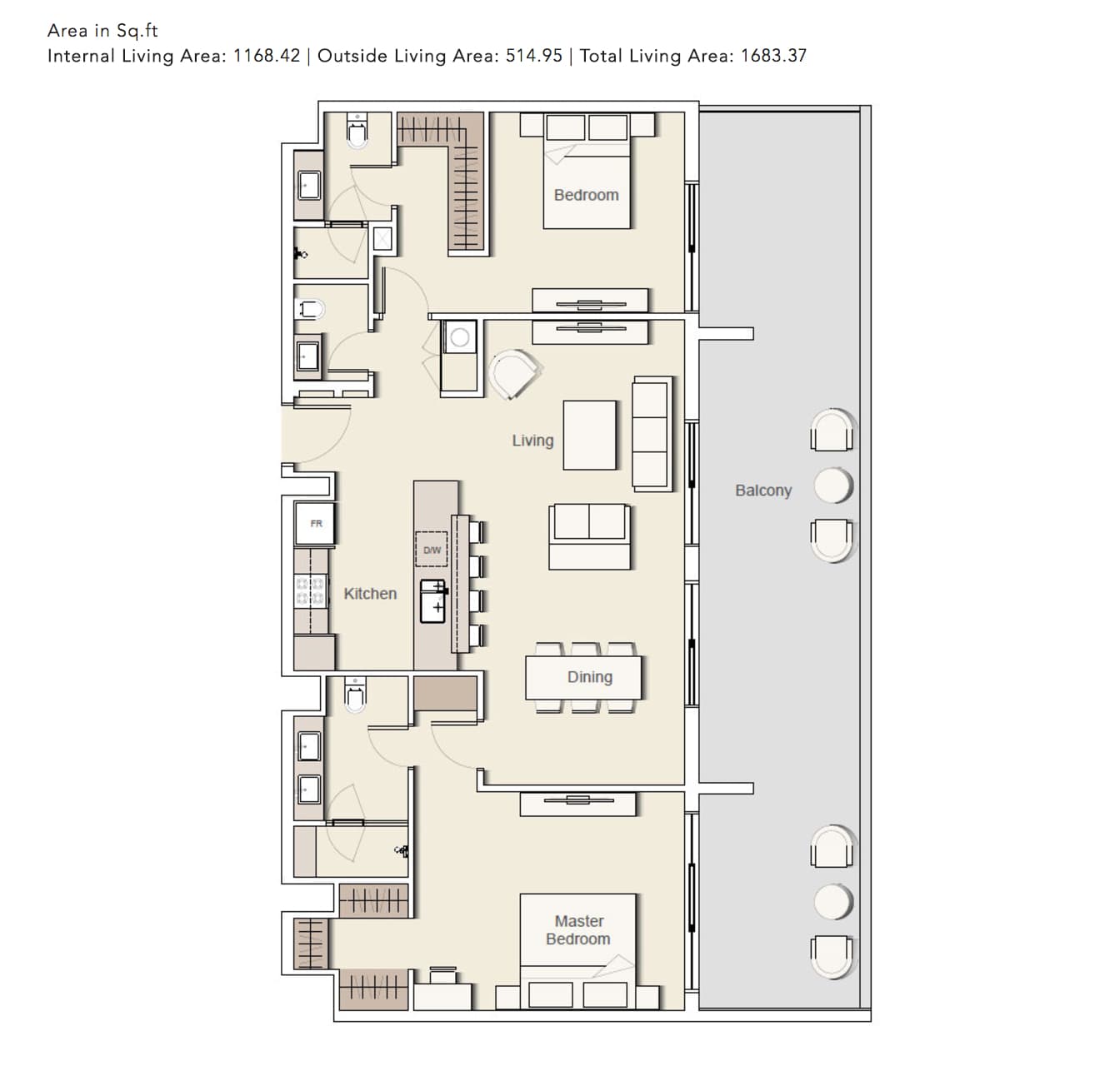 Belgravia 2, 2-Bed Floor Plan, type: 2-BHK_TYPE-5-A
