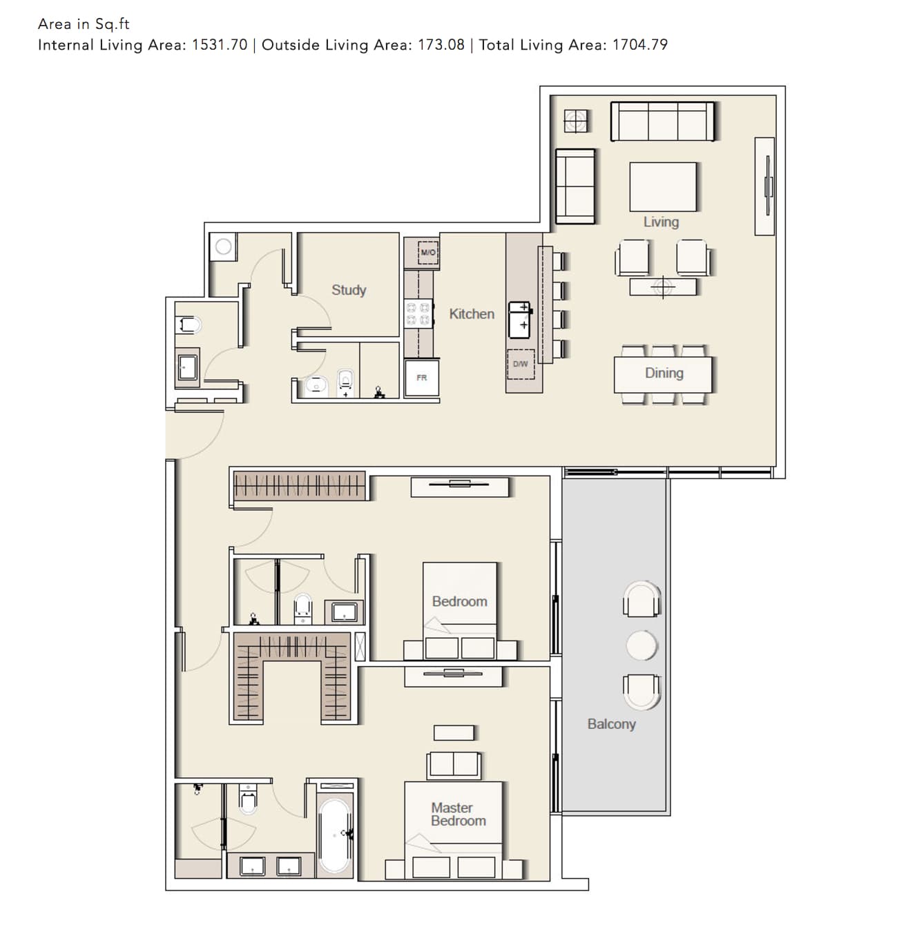 Belgravia 2, 2-Bed Floor Plan, type: 2-BHK_TYPE-3-A