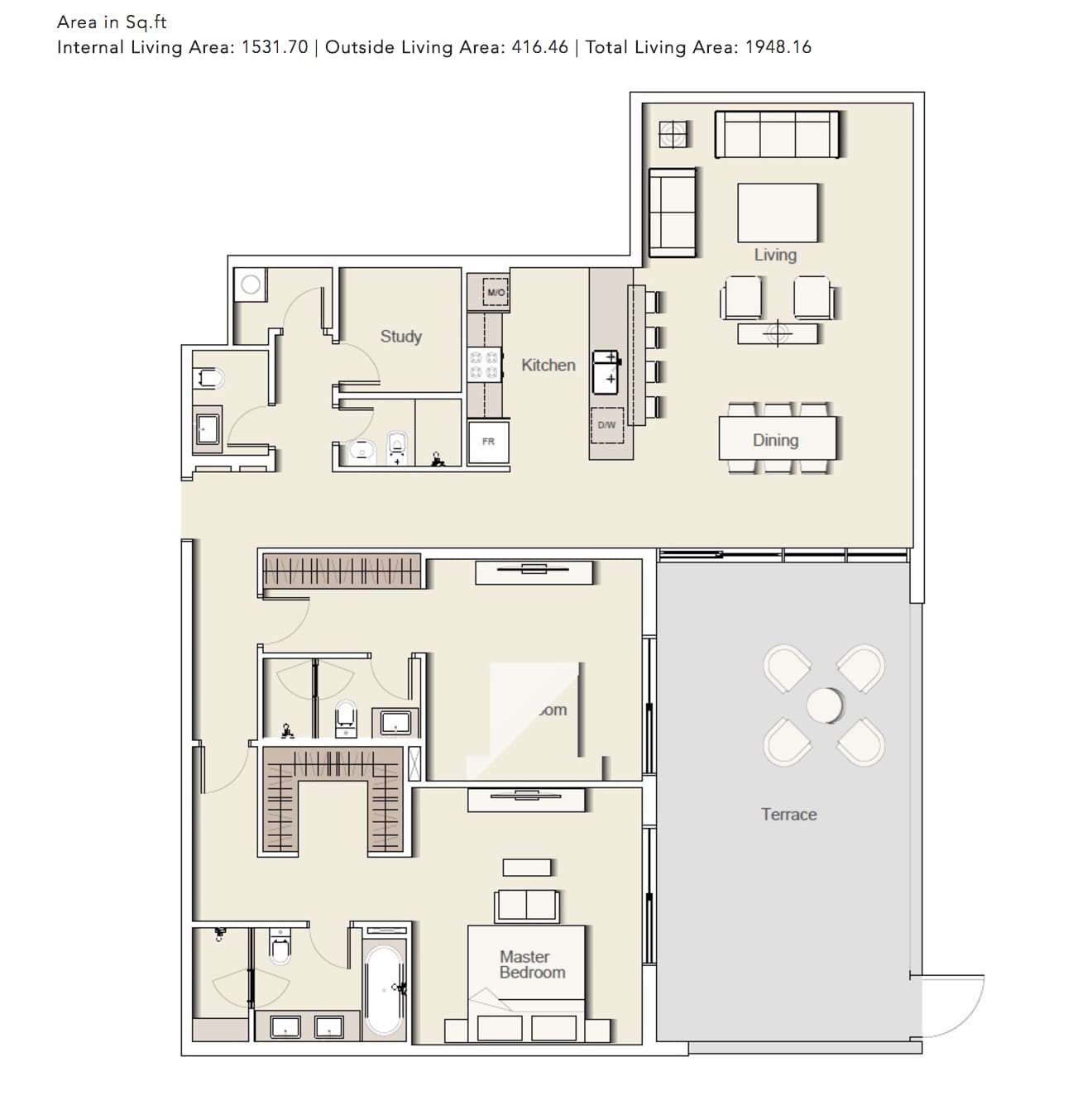 Belgravia 2, 2-Bed Floor Plan, type: 2-BHK_TYPE-3