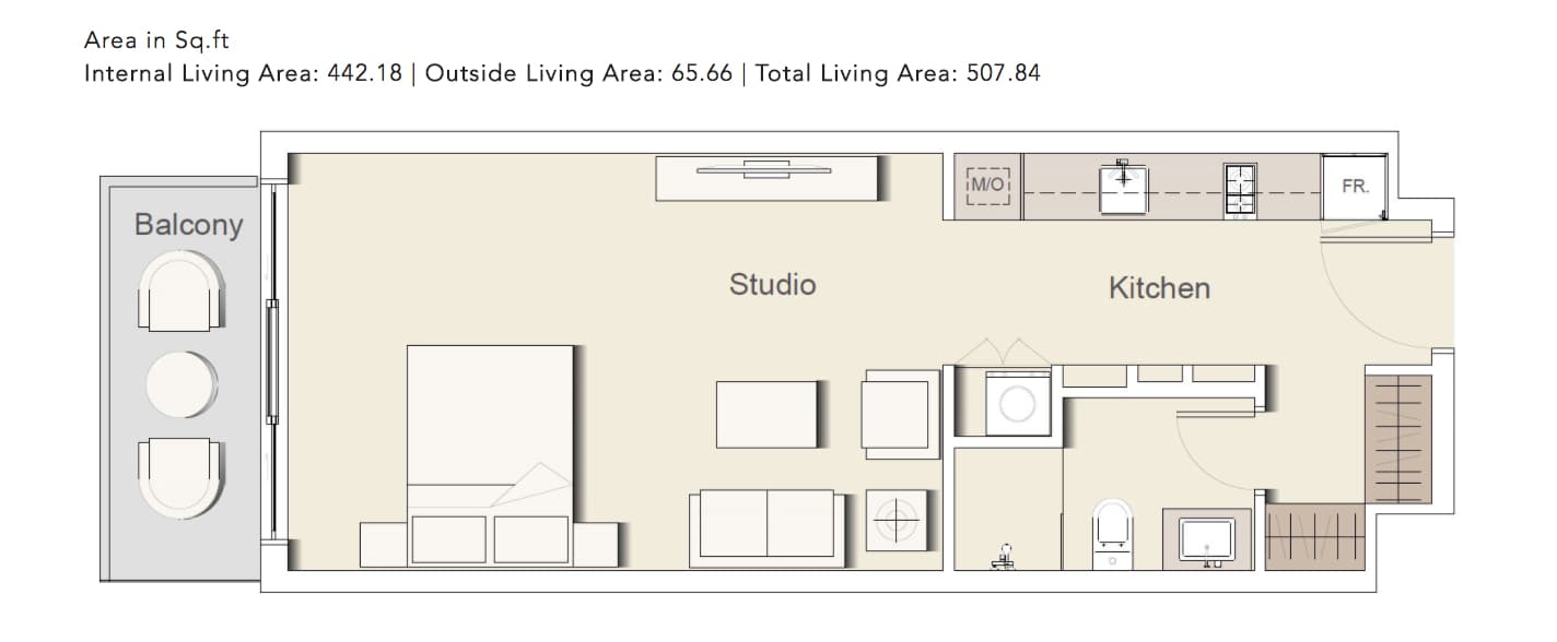 Belgravia 2, 0-Bed Floor Plan, type: STUDIO_TYPE-3
