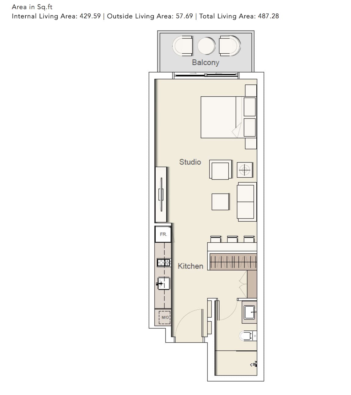 Belgravia 2, 0-Bed Floor Plan, type: STUDIO_TYPE-2-A