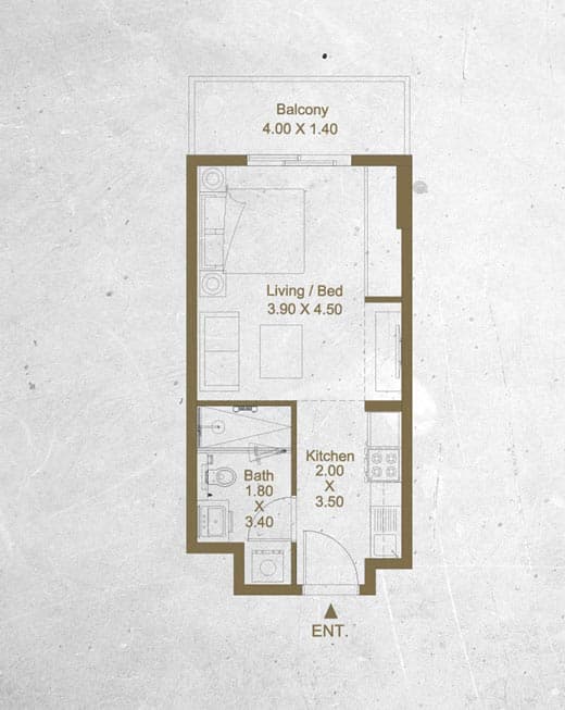 Bella Rose, 0-Bed Floor Plan, type: Studio