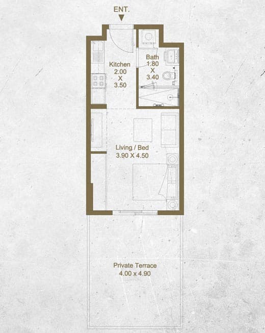 Bella Rose, 0-Bed Floor Plan, type: Studio