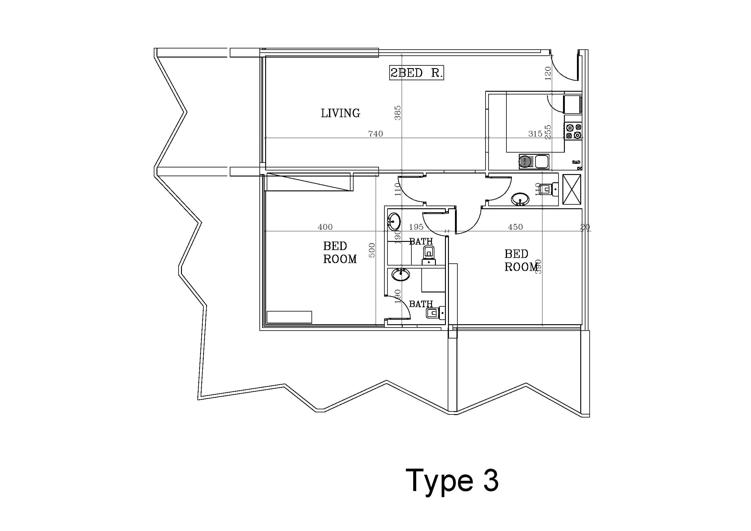 Binghatti Stars Apartments (not in use), 2-Bed Floor Plan, type: 2 Bedroom