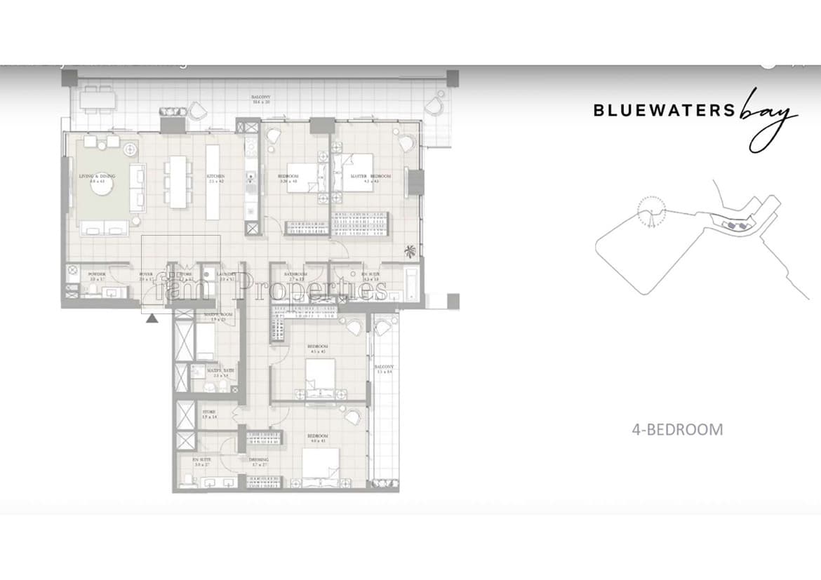 Bluewaters Bay, 4-Bed Floor Plan, type: 4 Bedroom