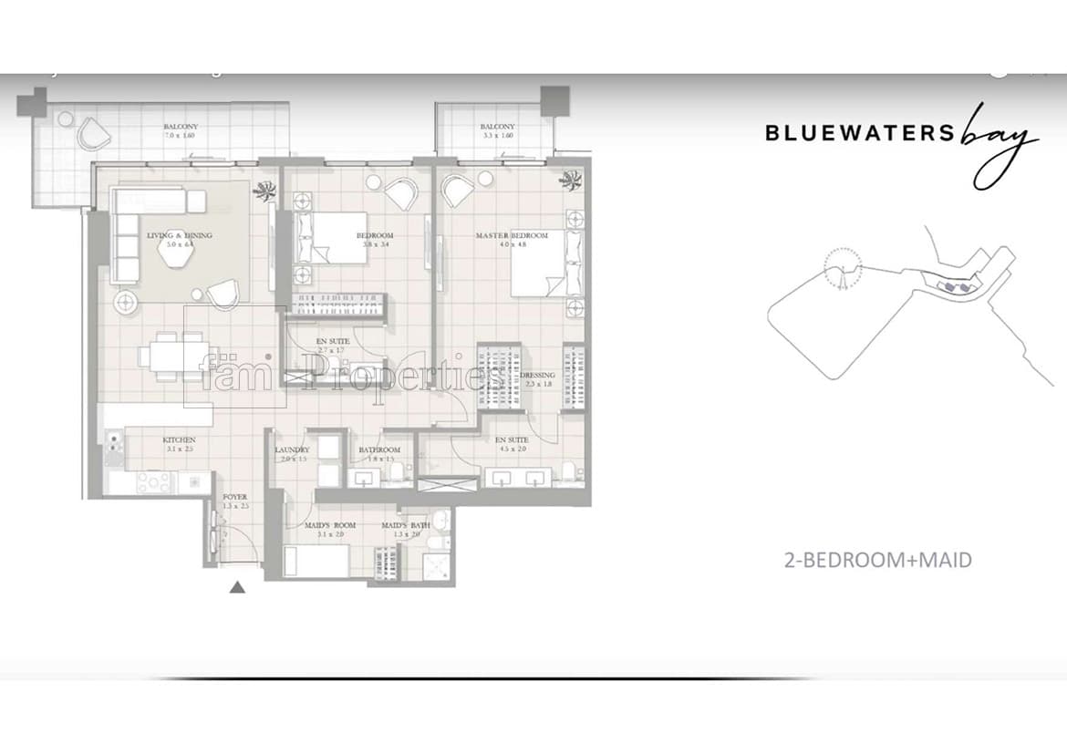 Bluewaters Bay, 2-Bed Floor Plan, type: 2 Bedroom