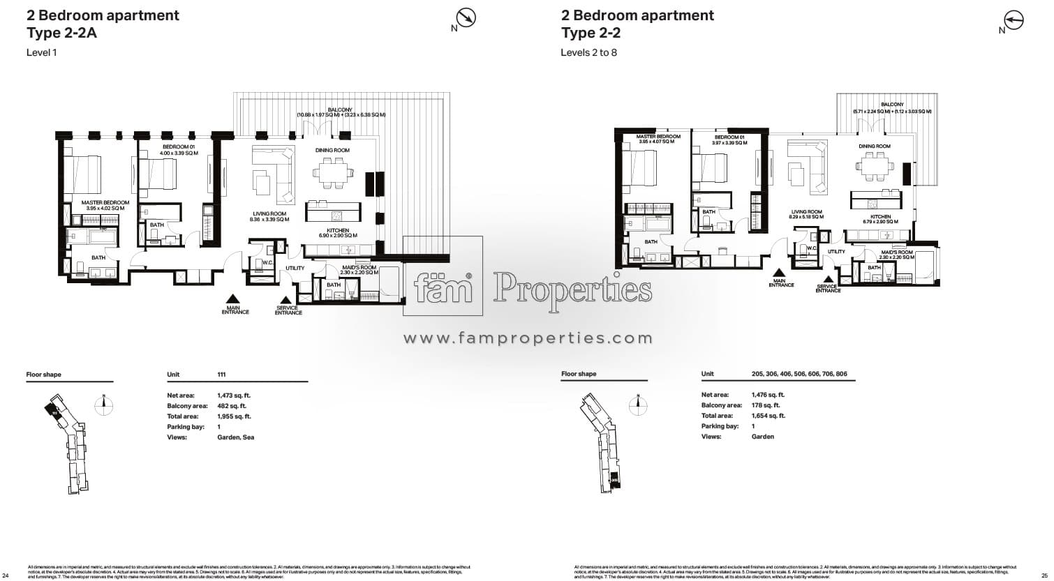Bluewaters Residences building 3, 2-Bed Floor Plan, type: 2 Bedroom