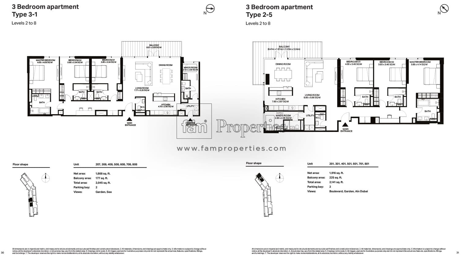 Bluewaters Residences building 3, 3-Bed Floor Plan, type: 3 Bedroom