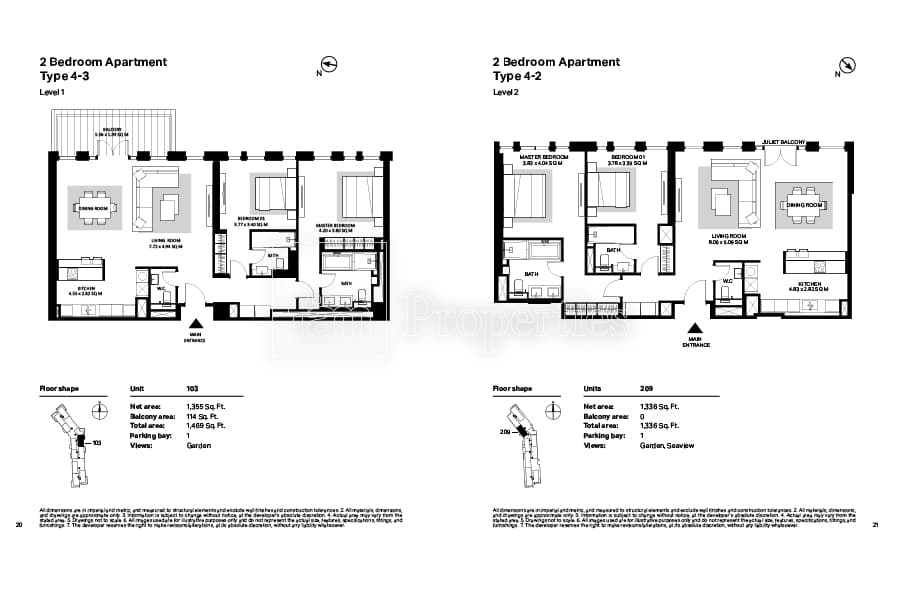 Bluewaters Residences Building 4, 2-Bed Floor Plan, type: 2 Bedroom