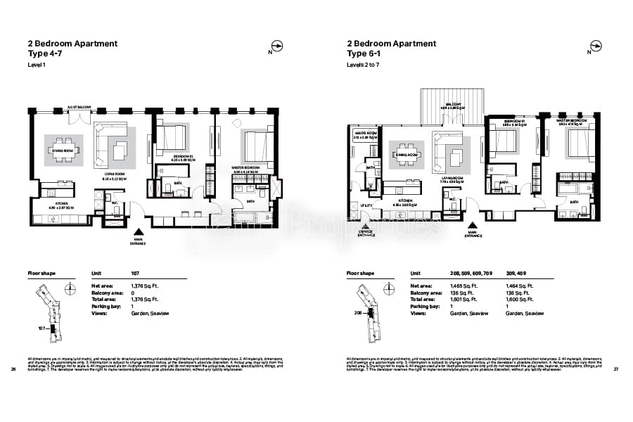 Bluewaters Residences Building 4, 2-Bed Floor Plan, type: 2 Bedroom