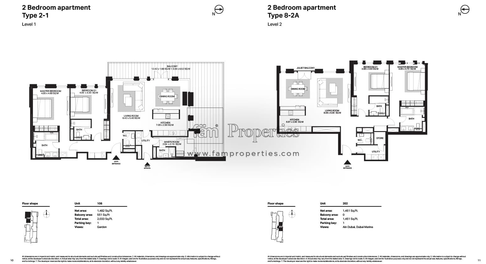 Bluewaters Residences Building 6, 2-Bed Floor Plan, type: 2 Bedroom