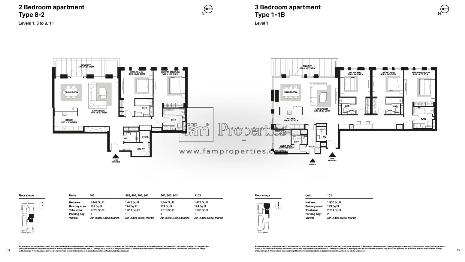 Bluewaters Residences Building 6, 2-Bed Floor Plan, type: 2 Bedroom