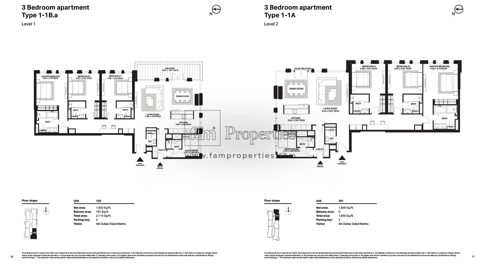 Bluewaters Residences Building 6, 3-Bed Floor Plan, type: 3 Bedroom