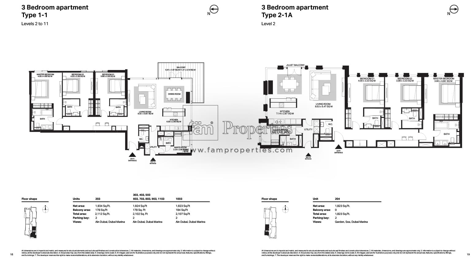 Bluewaters Residences Building 6, 3-Bed Floor Plan, type: 3 Bedroom