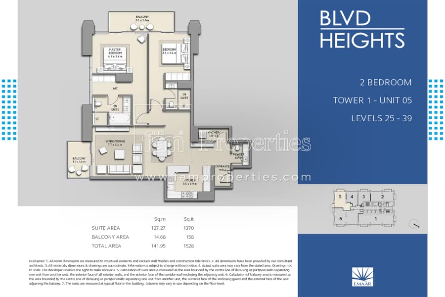 BLVD Heights Tower 1, 2-Bed Floor Plan, type: 2 Bedroom