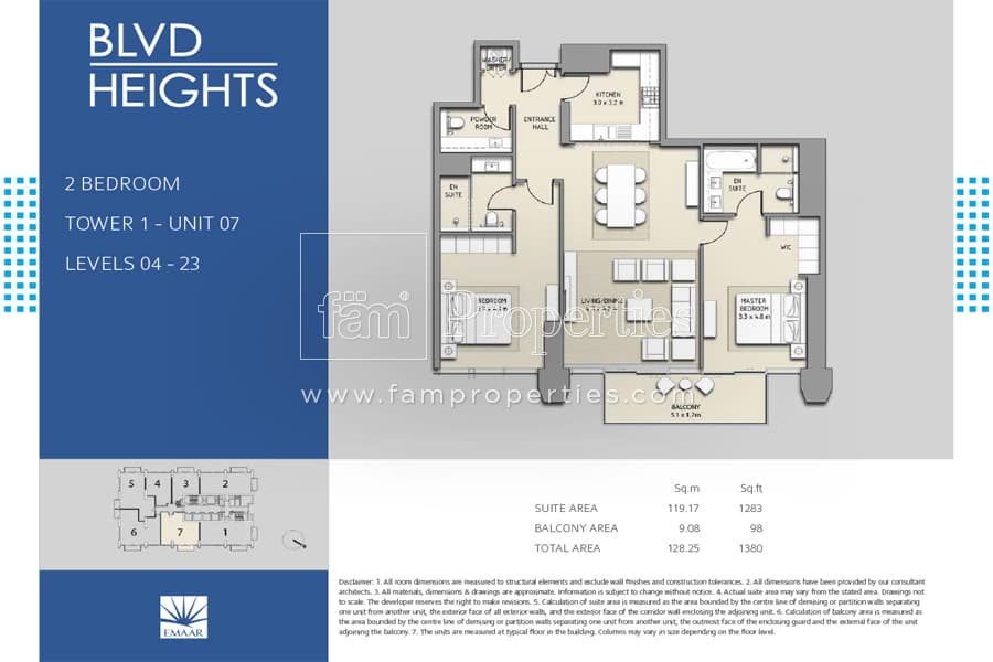BLVD Heights Tower 1, 2-Bed Floor Plan, type: 2 Bedroom