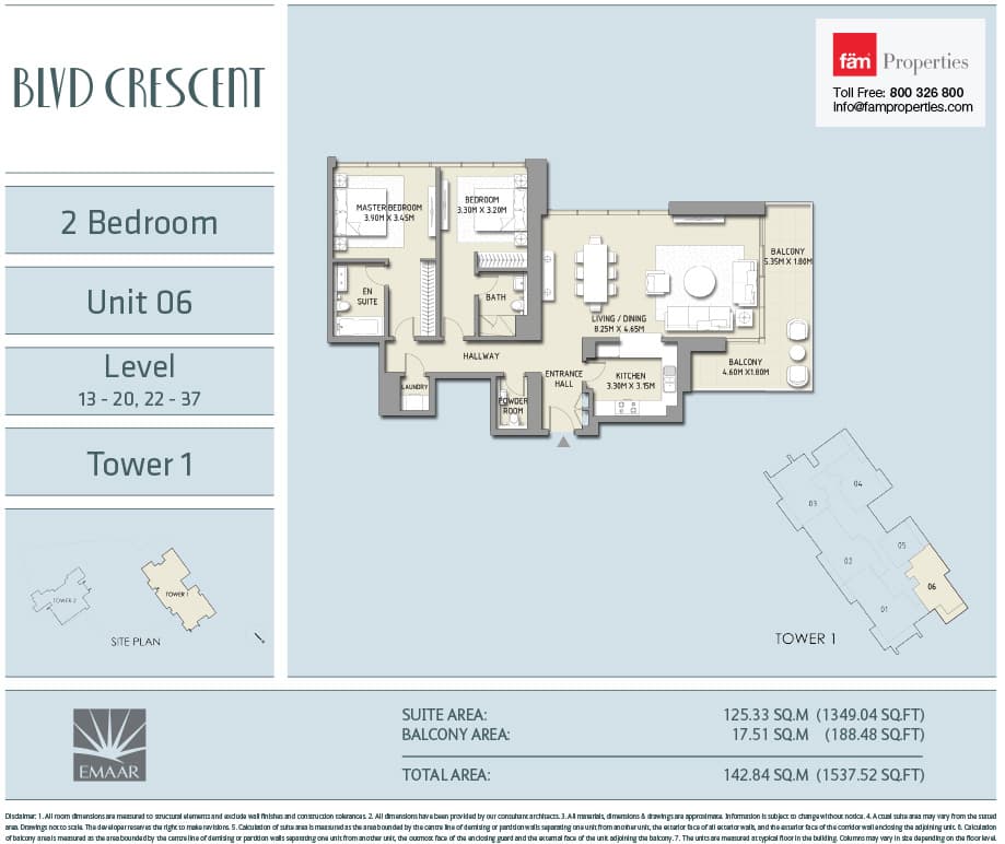 Boulevard Crescent (not in use), 2-Bed Floor Plan, type: 2 BD - Unit 06 - Level 13-20, 22-37