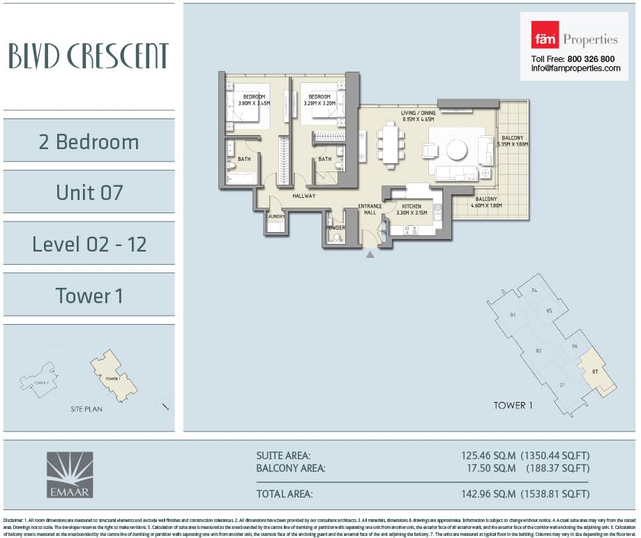 Boulevard Crescent (not in use), 2-Bed Floor Plan, type: 2 BD - Unit 07 - Level 02-12