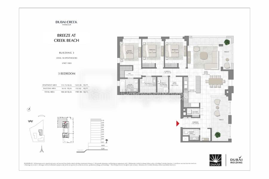 Breeze at Creek Beach Building 1, 3-Bed Floor Plan, type: 3 Bedroom