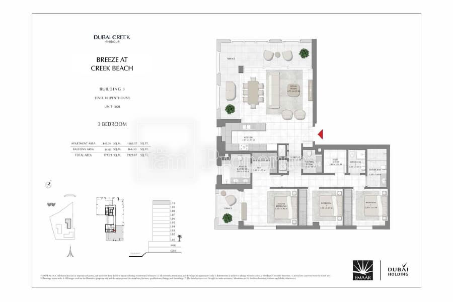 Breeze at Creek Beach Building 1, 3-Bed Floor Plan, type: 3 Bedroom