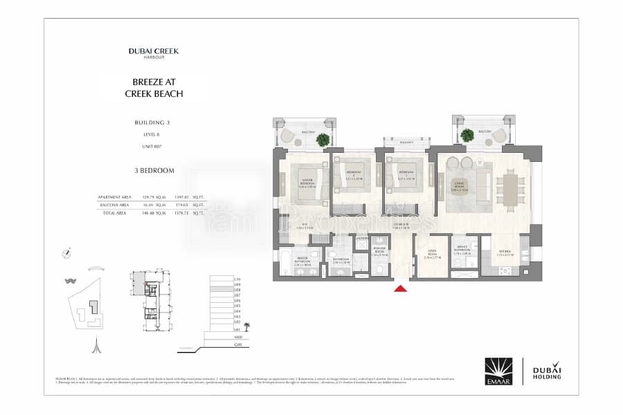 Breeze at Creek Beach Building 1, 3-Bed Floor Plan, type: 3 Bedroom