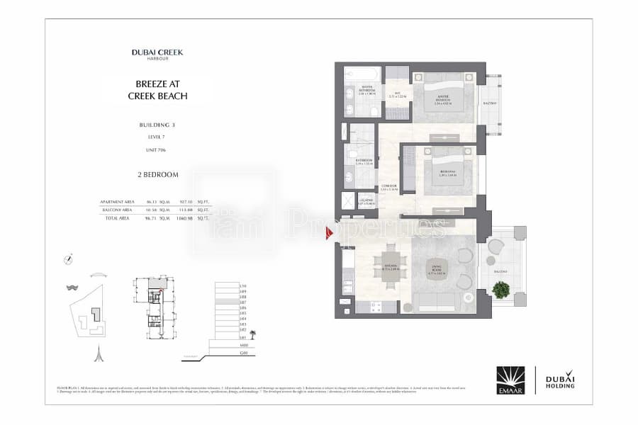 Breeze at Creek Beach Building 1, 2-Bed Floor Plan, type: 2 Bedroom