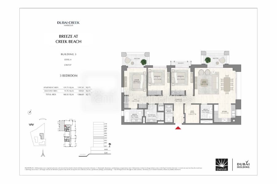 Breeze at Creek Beach Building 1, 3-Bed Floor Plan, type: 3 Bedroom