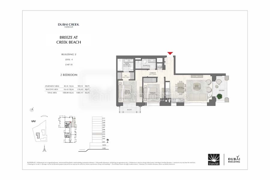 Breeze at Creek Beach Building 1, 2-Bed Floor Plan, type: