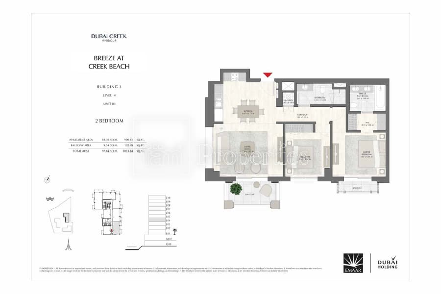 Breeze at Creek Beach Building 1, 2-Bed Floor Plan, type: 2 Bedroom