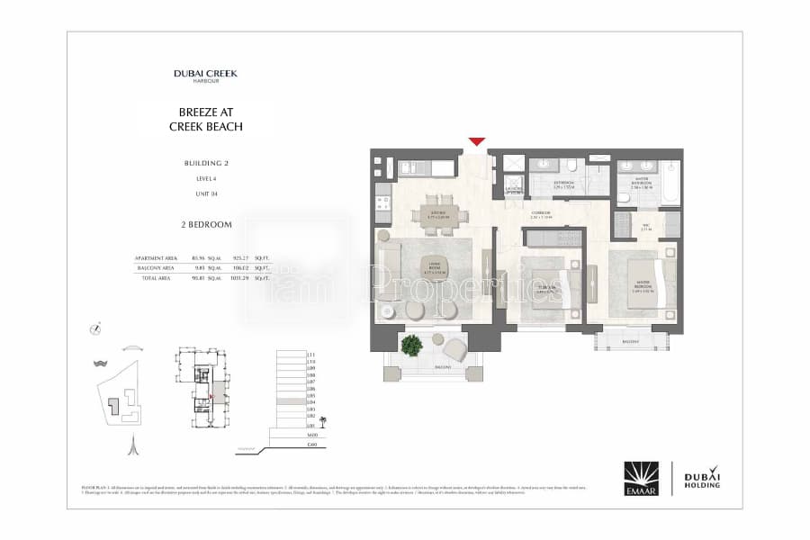 Breeze at Creek Beach Building 1, 2-Bed Floor Plan, type: