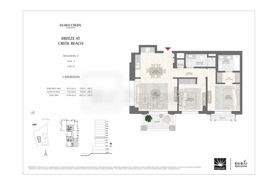 Breeze at Creek Beach Building 1, 2-Bed Floor Plan, type: