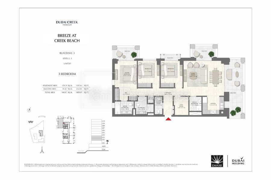 Breeze at Creek Beach Building 1, 3-Bed Floor Plan, type: 3 Bedroom