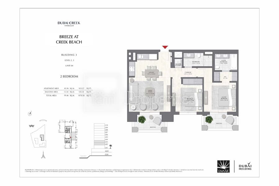 Breeze at Creek Beach Building 1, 2-Bed Floor Plan, type: 2 Bedroom