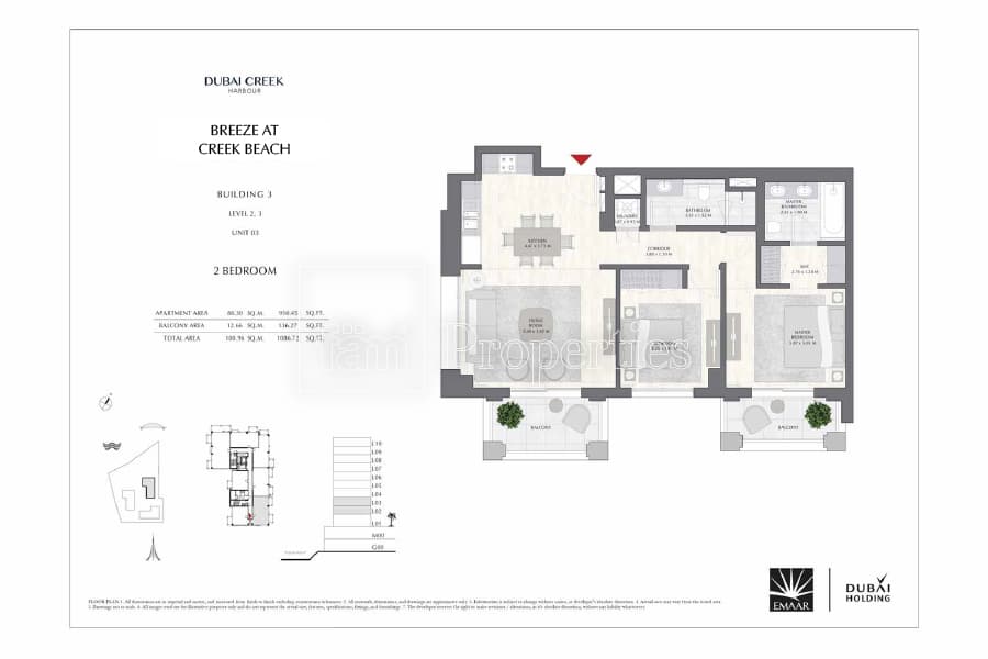 Breeze at Creek Beach Building 1, 2-Bed Floor Plan, type: 2 Bedroom