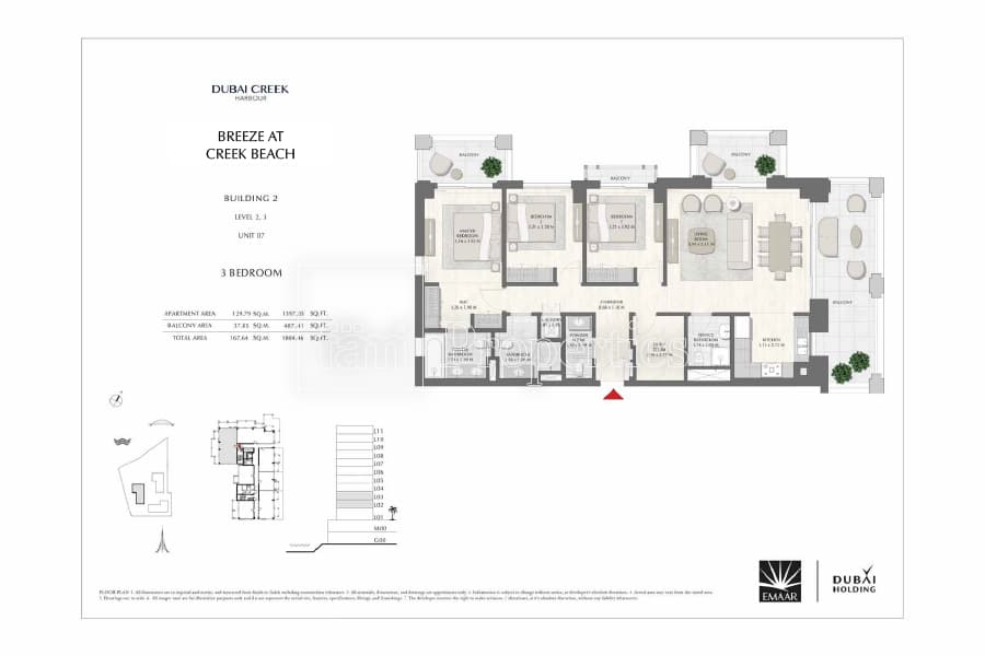 Breeze at Creek Beach Building 1, 3-Bed Floor Plan, type:
