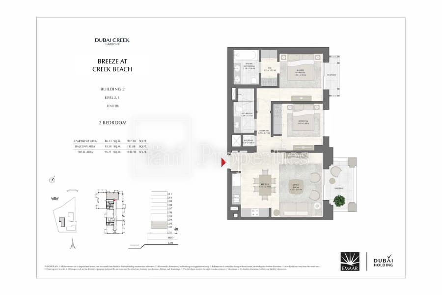 Breeze at Creek Beach Building 1, 2-Bed Floor Plan, type: