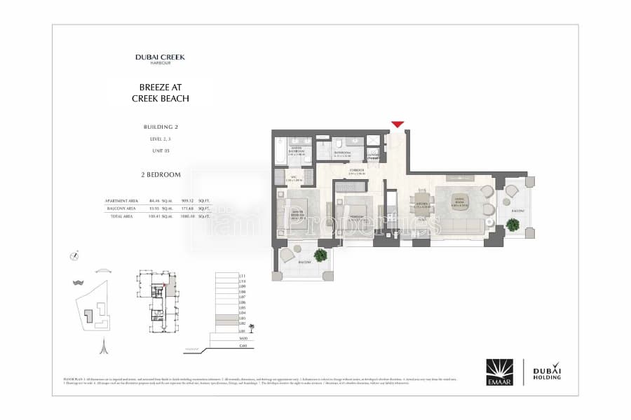 Breeze at Creek Beach Building 1, 2-Bed Floor Plan, type: