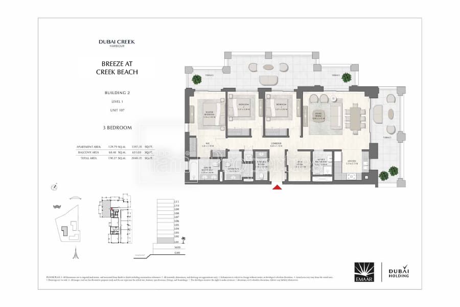 Breeze at Creek Beach Building 1, 3-Bed Floor Plan, type: