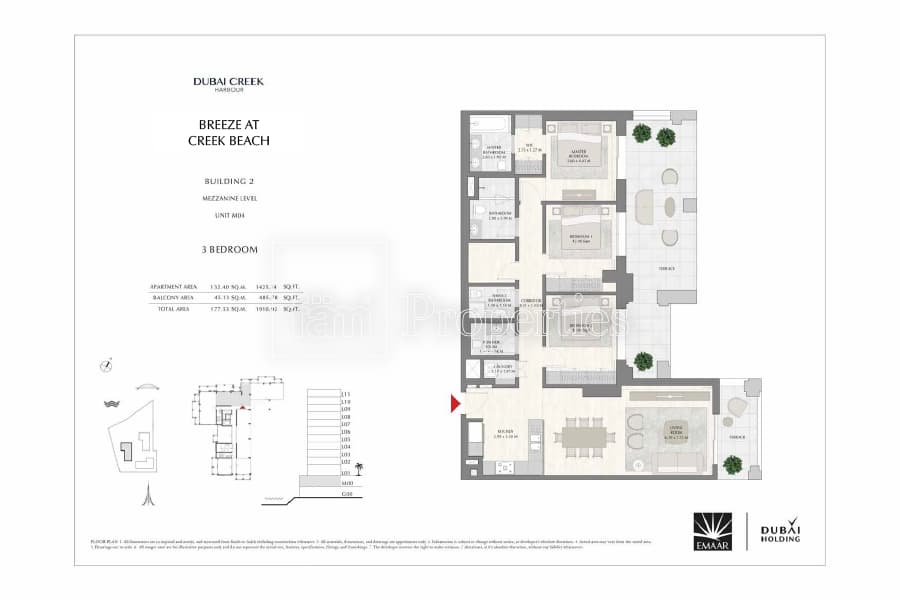 Breeze at Creek Beach Building 1, 3-Bed Floor Plan, type: